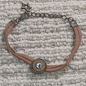WINCHESTER BULLET CASING TAN LEATHER BRACELET RHINESTONE STAR CHARM COUNTRY WRAP